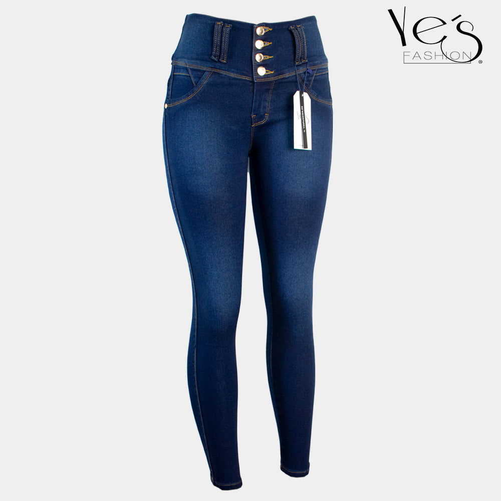 Jean para Mujer en Pretina alta/ PUSH UP - Color: Azul Verdoso (Timeless Style Collection)