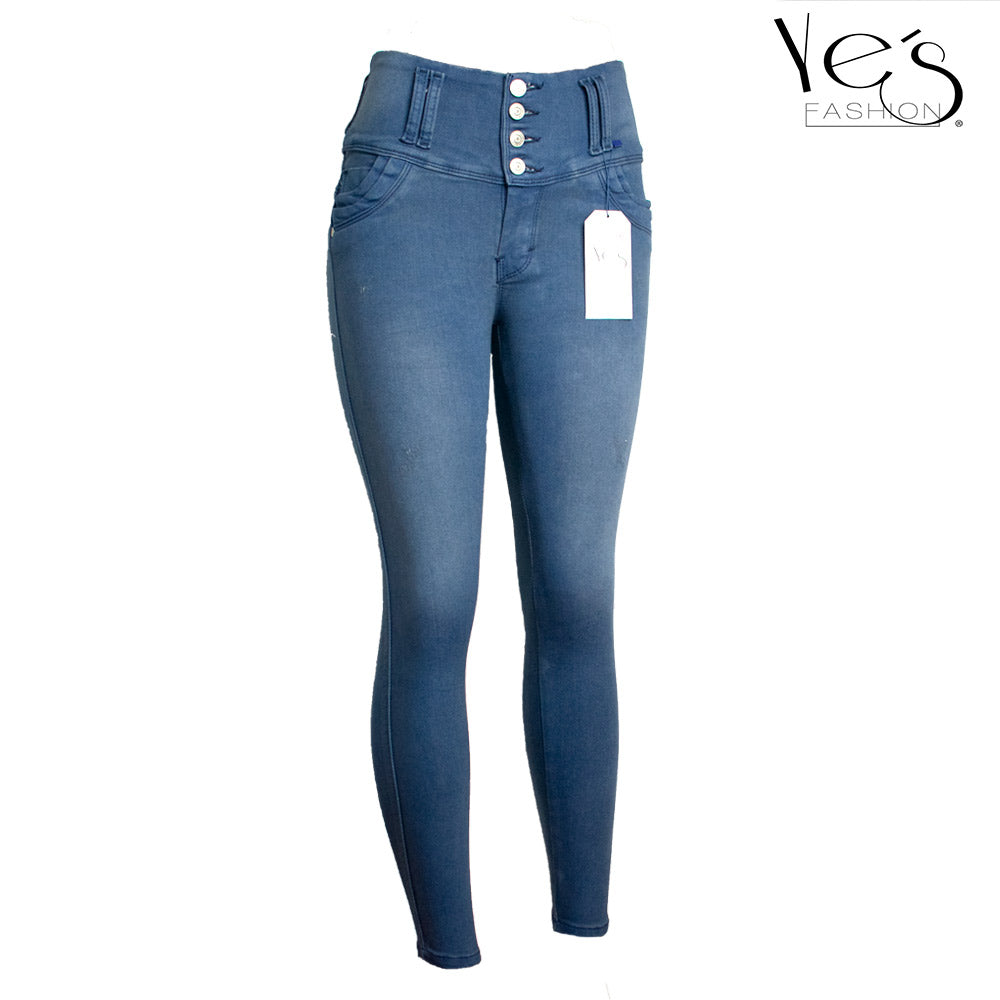 Jean Azul Jeans Botones Jean Pretina Alta – Azul Neo (esencia