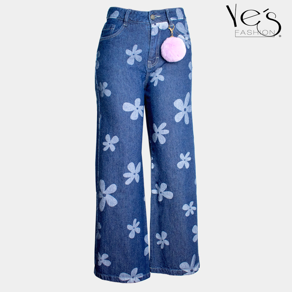 Jean para mujer anchos - Color: Azul Oscuro (Wide Legs, Palazzo Special Collection)