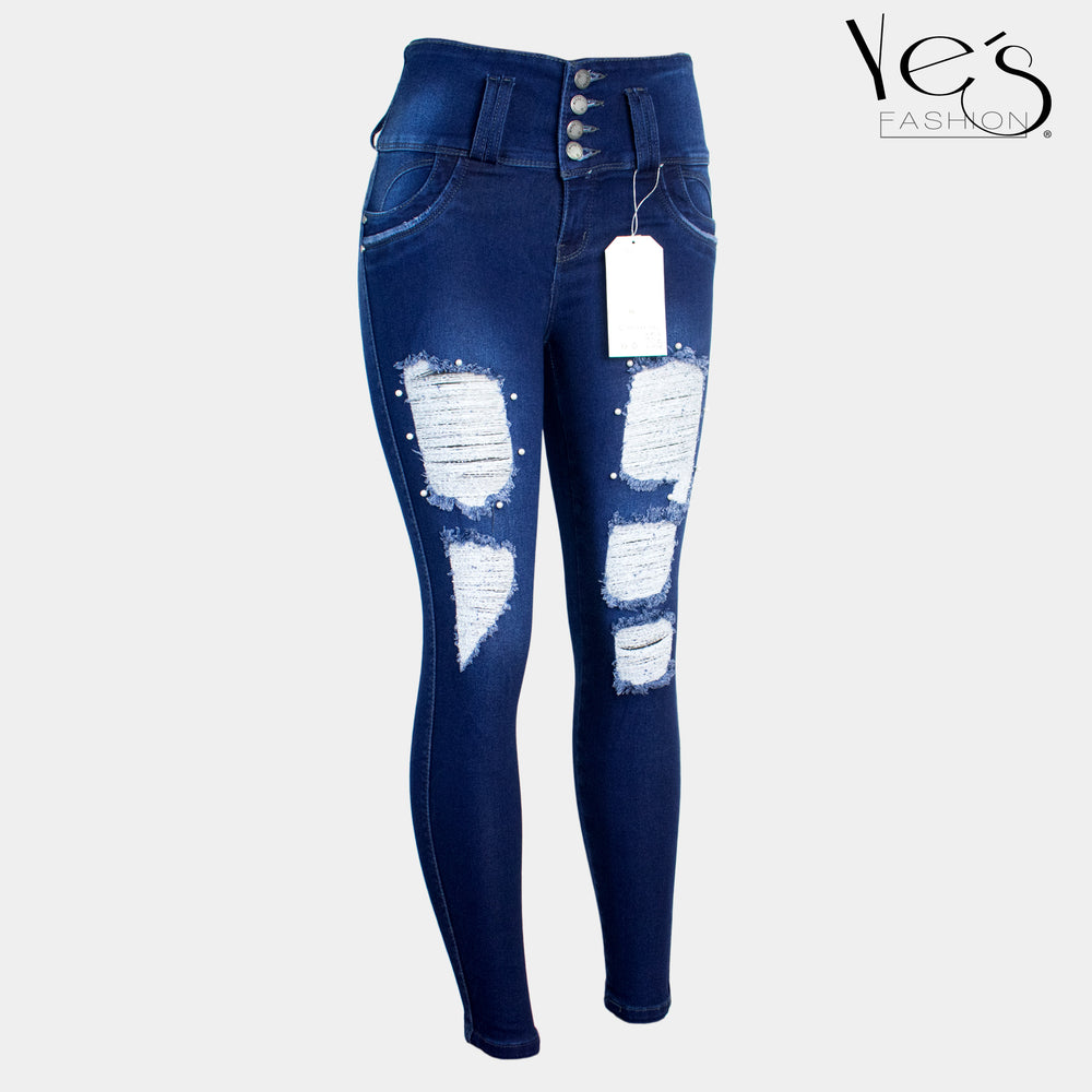 Jean para Mujer con rasgados / Color: Azul Oscuro ( Urban Collection)