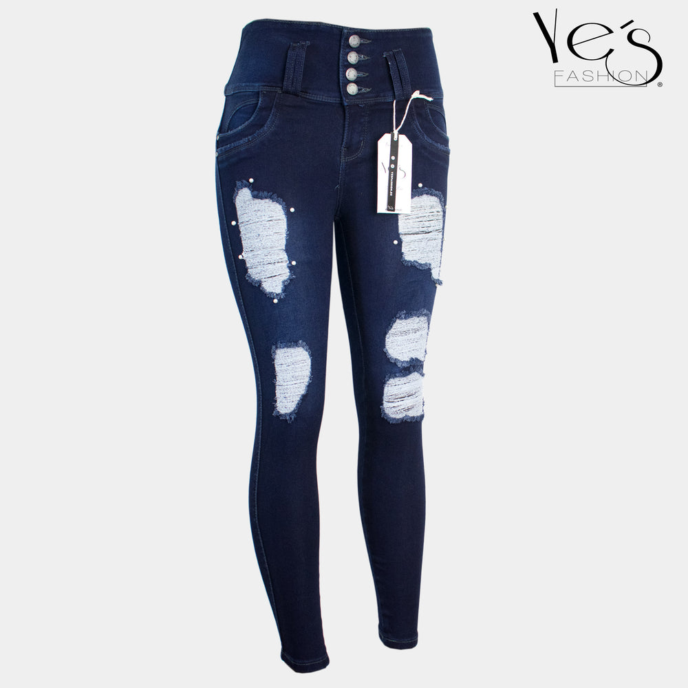 Jean para Mujer con rasgados / Color: Índigo ( Urban Collection)