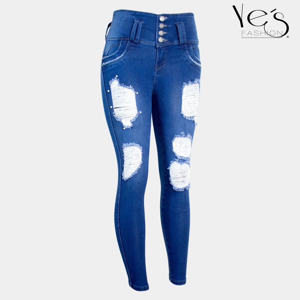 Jean para Mujer con rasgados / Color: Azul Tradicional ( Urban Collection)