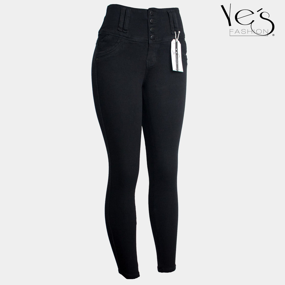 Jean en Tela colombiana para Mujer - Color Negro , 4 Botones ( YES! Collection )