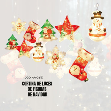 Cortina De Luces De Figuras De Navidad