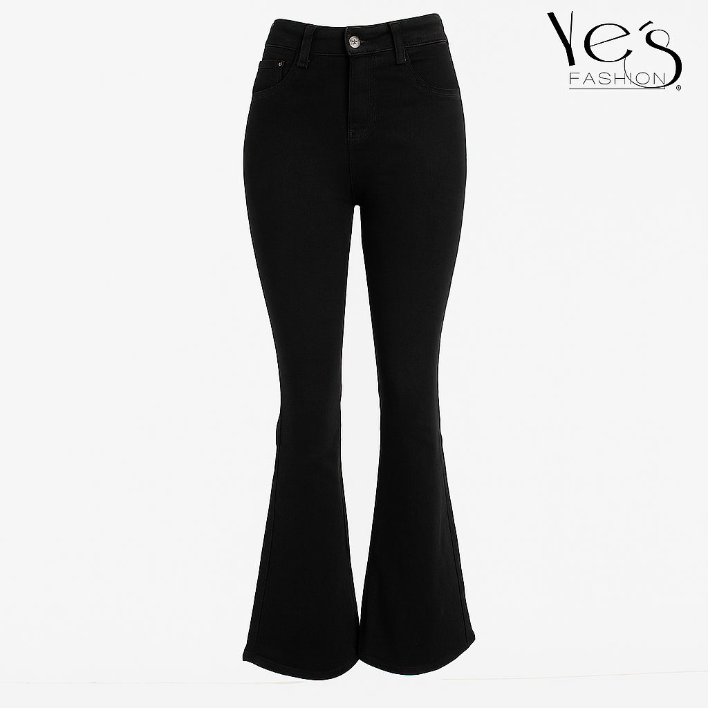 Jeans Flare para Mujer - Basta Acampanada - (Color: Negro) (Tallas Plus)