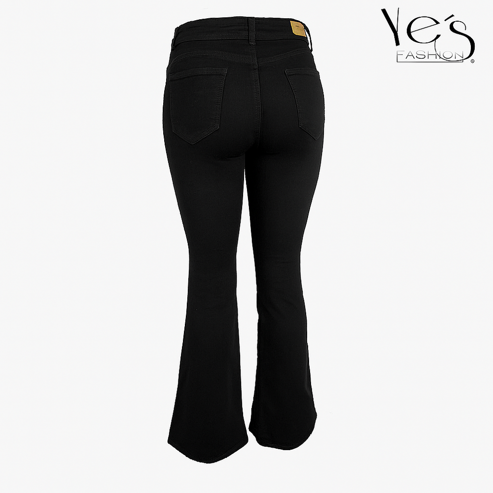 Jeans Flare para Mujer - Basta Acampanada - (Color: Negro) (Tallas Plus)
