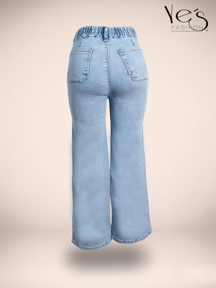 ✨Jean Moonlight Glow – Pretina Alta con Brillos (Celeste)