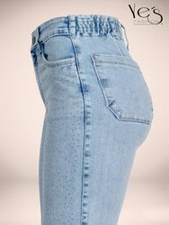 ✨Jean Moonlight Glow – Pretina Alta con Brillos (Celeste)