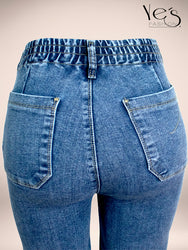 ✨Jean Moonlight Glow – Pretina Alta con Brillos (Azul Intenso)