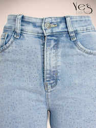 ✨Jean Moonlight Glow – Pretina Alta con Brillos (Celeste)