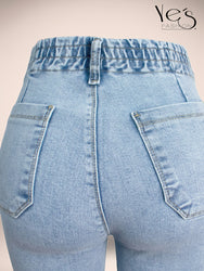 ✨Jean Moonlight Glow – Pretina Alta con Brillos (Celeste)