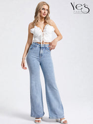 ✨Jean Moonlight Glow – Pretina Alta con Brillos (Celeste)