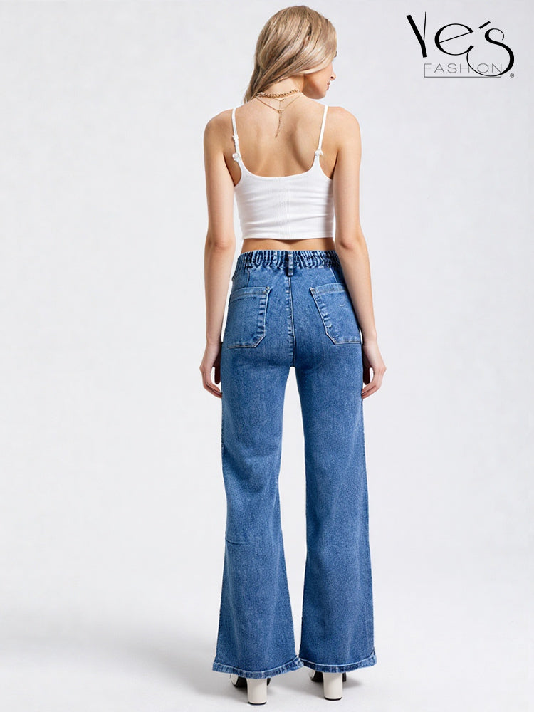 ✨Jean Moonlight Glow – Pretina Alta con Brillos (Azul Intenso)