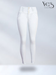 Jean Blanco en 4 Botones – Corte Levanta Cola