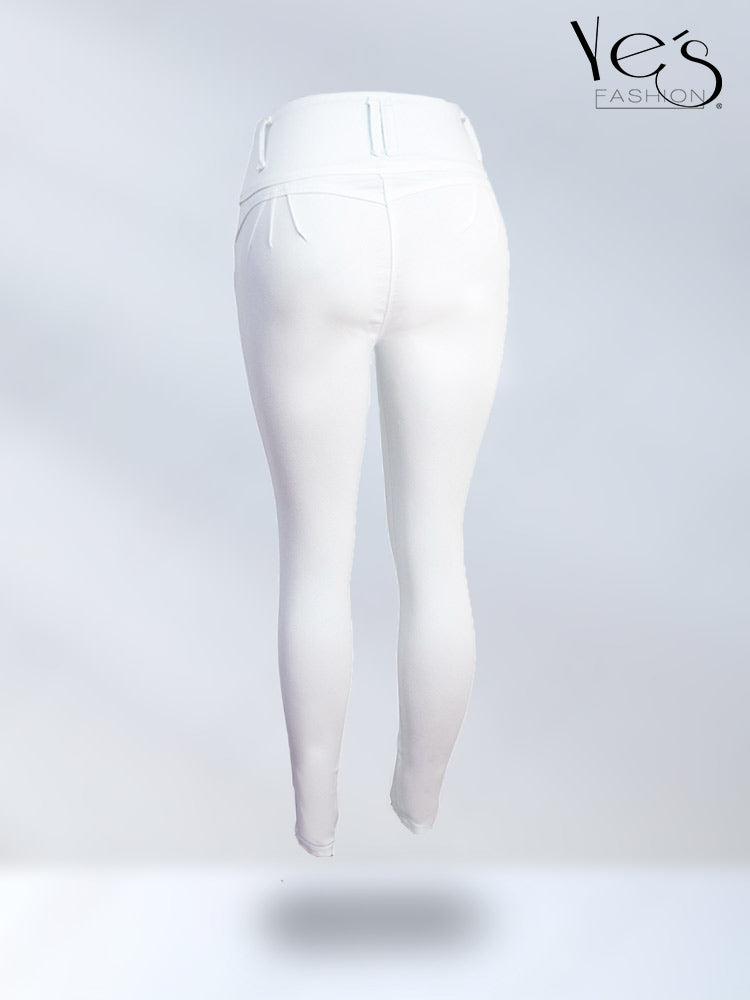 Jean Blanco en 4 Botones – Corte Levanta Cola