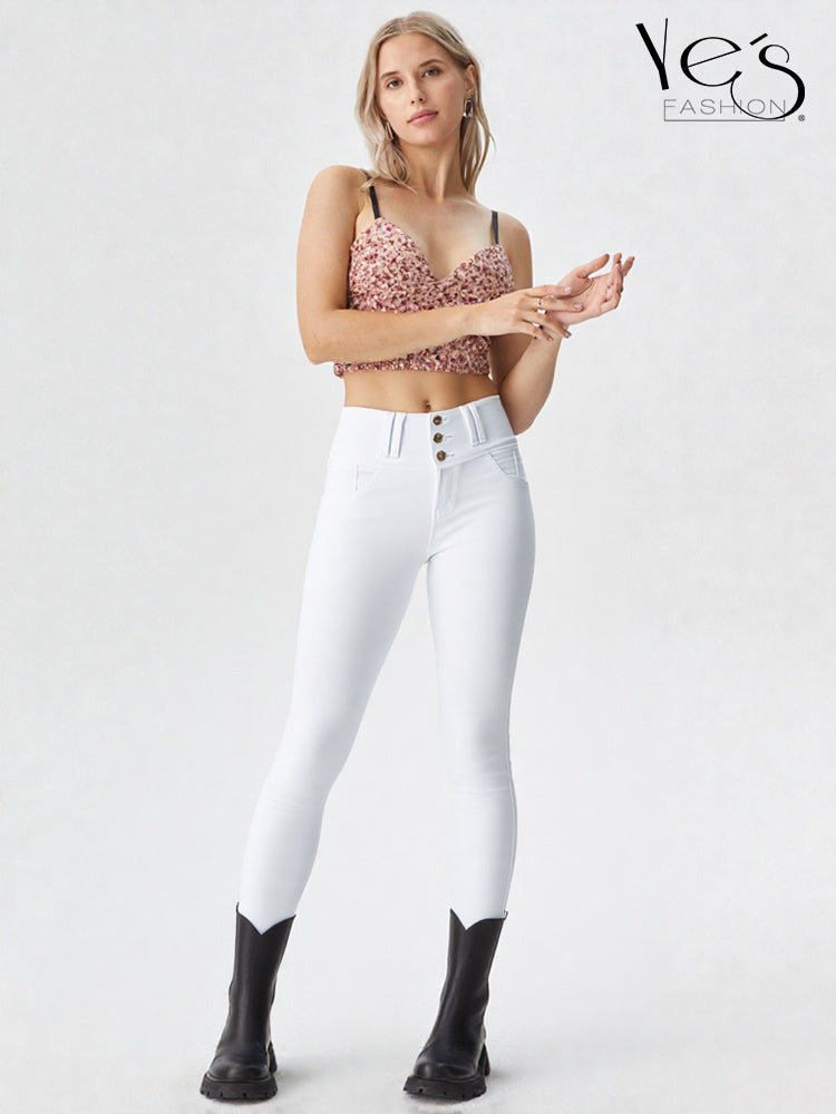 Jean Blanco en 4 Botones – Corte Levanta Cola