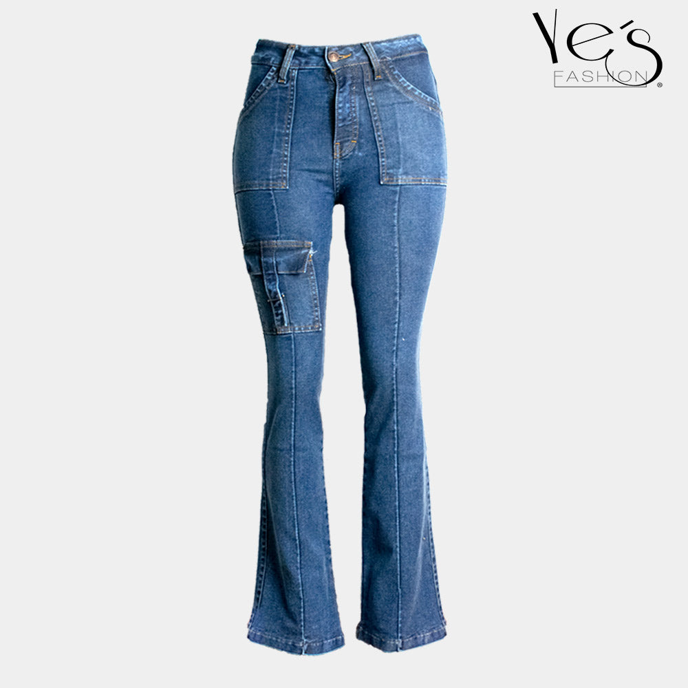 Jeans Flare para Mujer - Basta Acampanada - (Color: Azul Tradicional / Cargo Special)