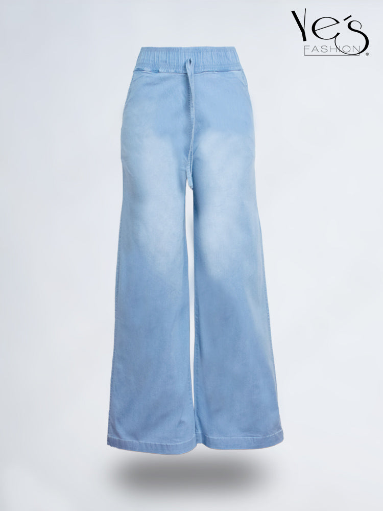 💗 Jean Palazzo Fluido – Pretina Elástica (Celeste)