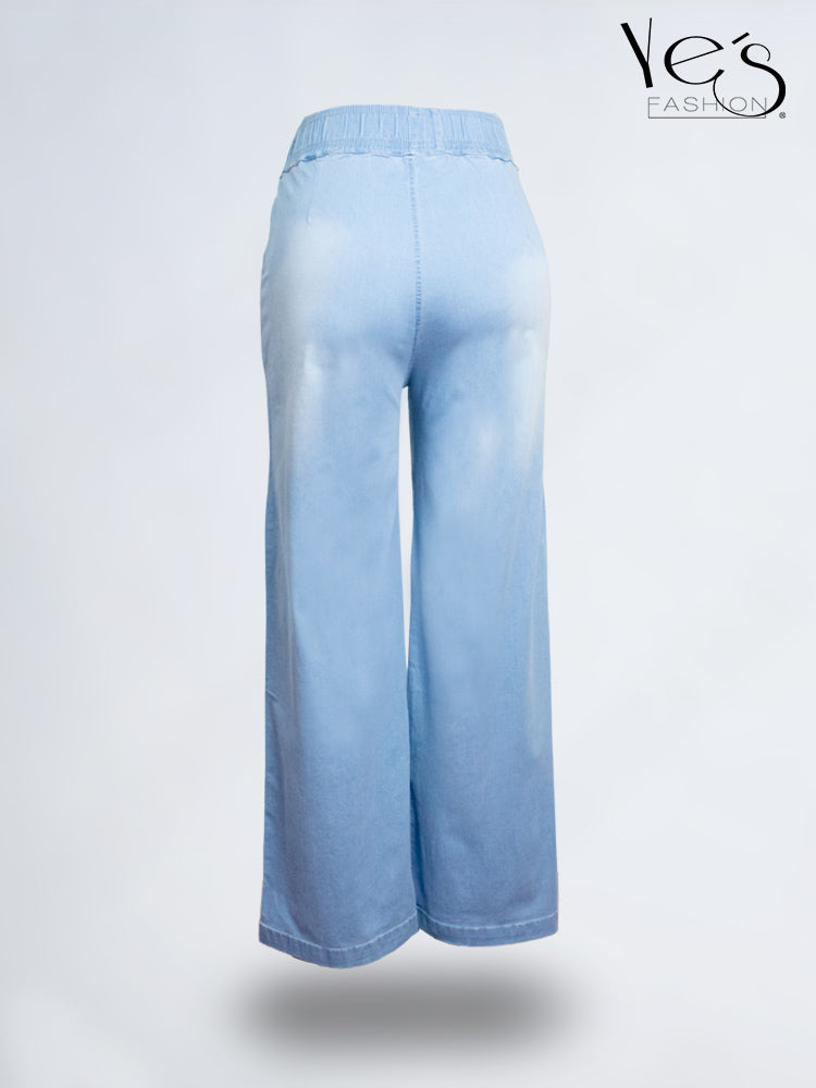 💗 Jean Palazzo Fluido – Pretina Elástica (Celeste)
