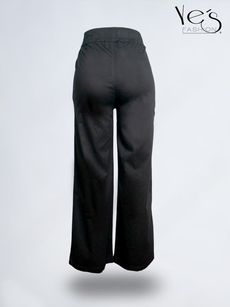 💗 Jean Palazzo Fluido – Pretina Elástica (Negro)