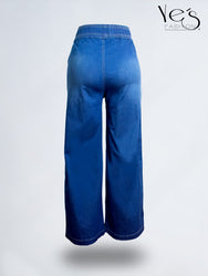 💗 Jean Palazzo Fluido – Pretina Elástica (Azul profundo)