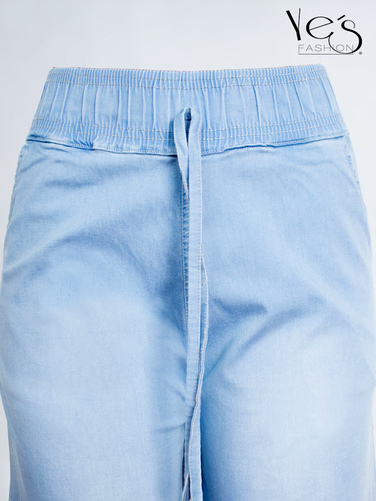 💗 Jean Palazzo Fluido – Pretina Elástica (Celeste)