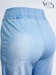 💗 Jean Palazzo Fluido – Pretina Elástica (Celeste)