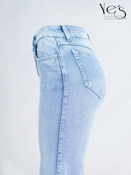 Jean Wide Flare / Semi Palazzo Pretina Alta (Azul claro)