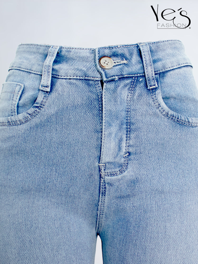 Jean Wide Flare / Semi Palazzo Pretina Alta (Azul claro)