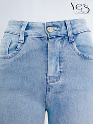 Jean Wide Flare / Semi Palazzo Pretina Alta (Azul claro)