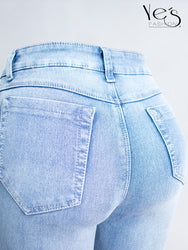 Jean Wide Flare / Semi Palazzo Pretina Alta (Azul claro)