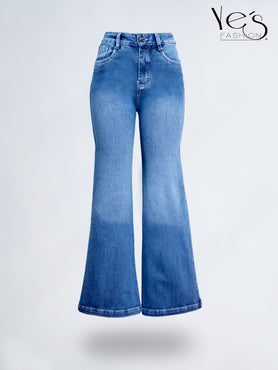 Jean Wide Flare / Semi Palazzo Pretina Alta (Azul Tradicional)