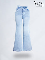 Jean Wide Flare / Semi Palazzo Pretina Alta (Celeste Hielo)