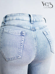 Jean Wide Flare / Semi Palazzo Pretina Alta (Celeste Hielo)