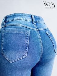 Jean Wide Flare / Semi Palazzo Pretina Alta (Azul Tradicional)