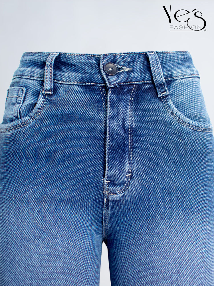 Jean Wide Flare / Semi Palazzo Pretina Alta (Azul Tradicional)