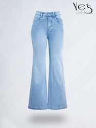 Jean Wide Flare / Semi Palazzo Pretina Alta (Azul claro)