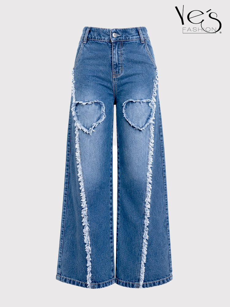 Wide Leg Corazones Desflecados