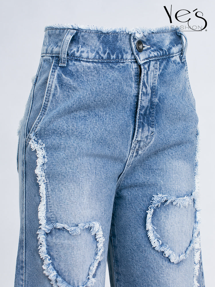 Wide Leg Corazones Desflecados