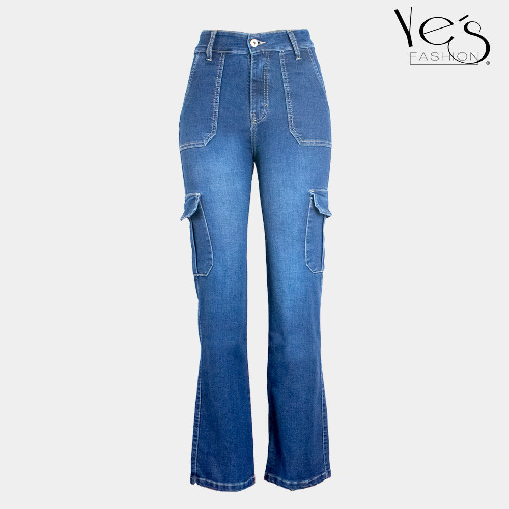 Jean Cargo para Mujer / Cargo Collection (Color: Azul Tradicional)