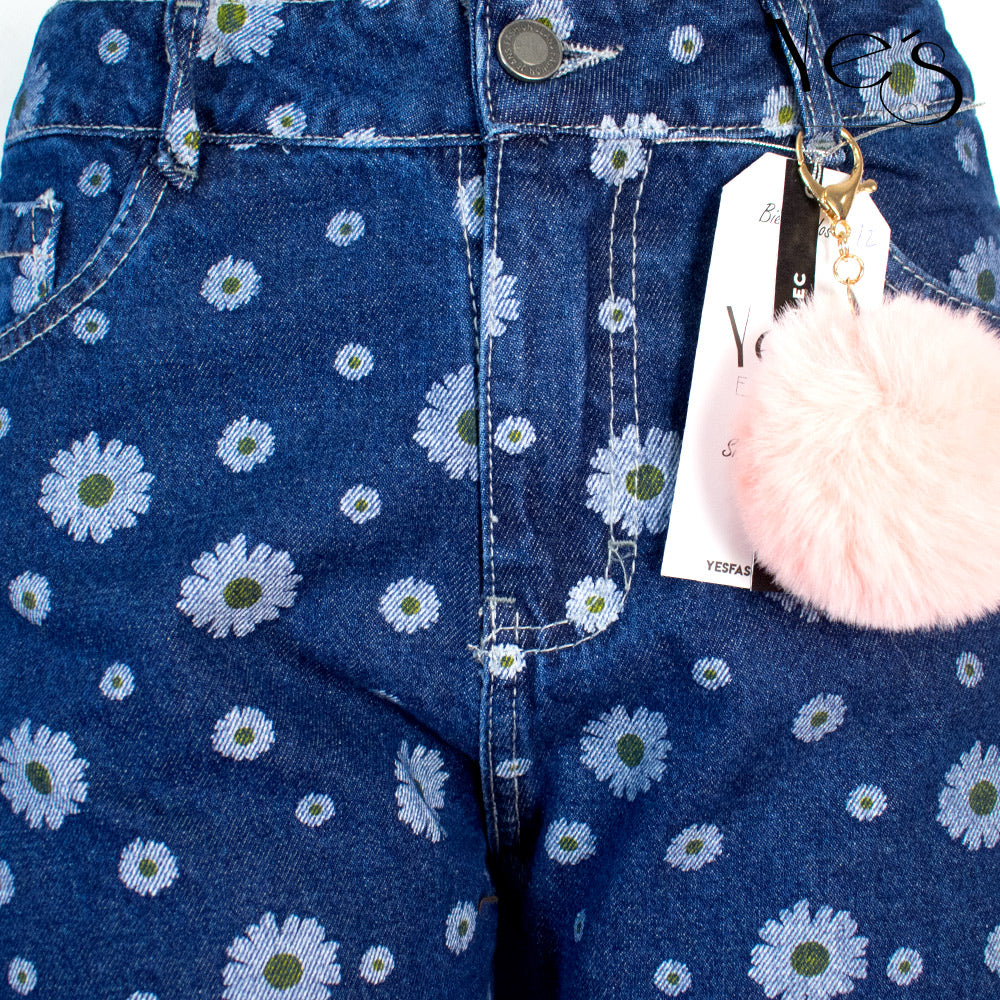 Jean para mujer ancho - Color: Estampado Girasol  (Wide Legs , Palazzo Collections)