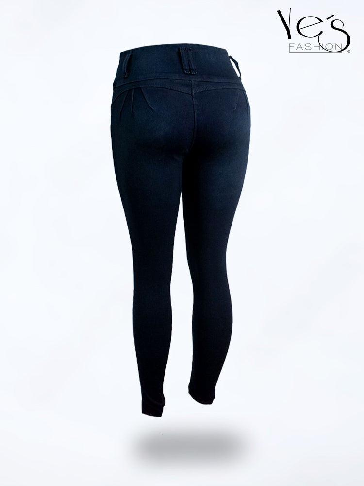 Jean Pretina Alta 4 Botones – Efecto Levanta Cola (Azul Indigo)