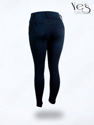 Jean Pretina Alta 4 Botones – Efecto Levanta Cola (Azul Indigo)