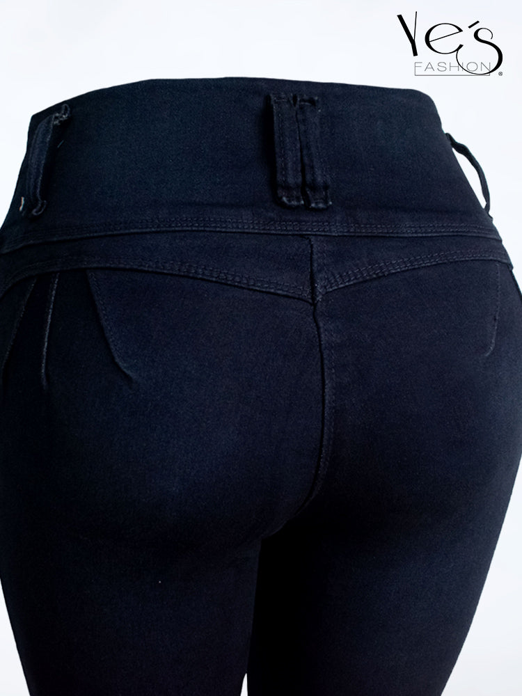 Jean Pretina Alta 4 Botones – Efecto Levanta Cola (Azul Indigo)