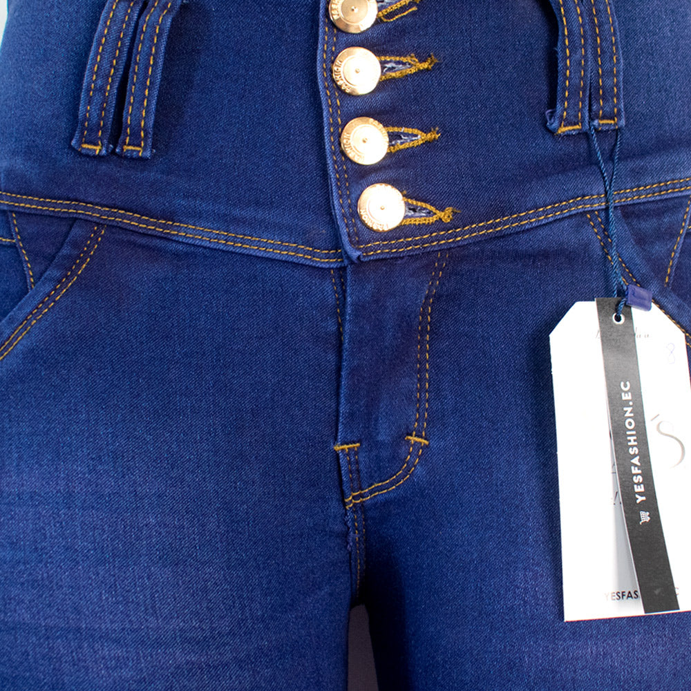 Jean para Mujer en Pretina alta/ PUSH UP - Color: Azul NEO son Sombras (Timeless Style Collection)