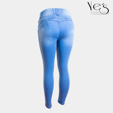 Jean para Mujer con Pretina alta - Color: Azul Claro con sombras (Mystique Collection)