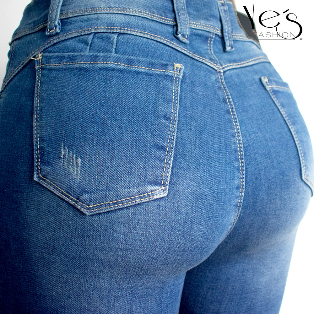 Jean para Mujer Clásico ( Azul Neo con rasgados - The Classic Collection)