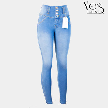 Nuevo! Jean para Mujer con Pretina alta - Color: Azul Claro (Denim Dynasty)
