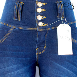 Nuevo! Jean para Mujer con Pretina alta - Color: Indigo con Sombras (Denim Dynasty)