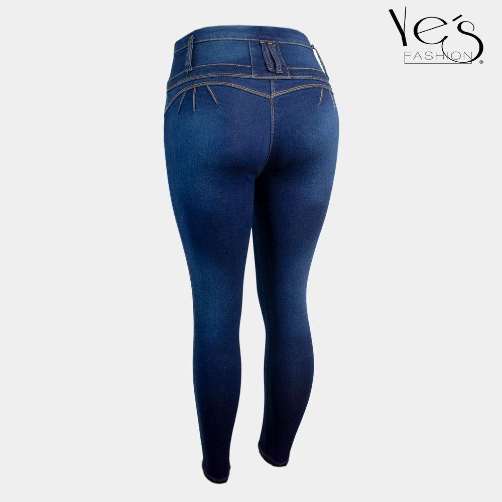 Jean para Mujer en Pretina alta/ PUSH UP - Color: Azul Verdoso (Timeless Style Collection)